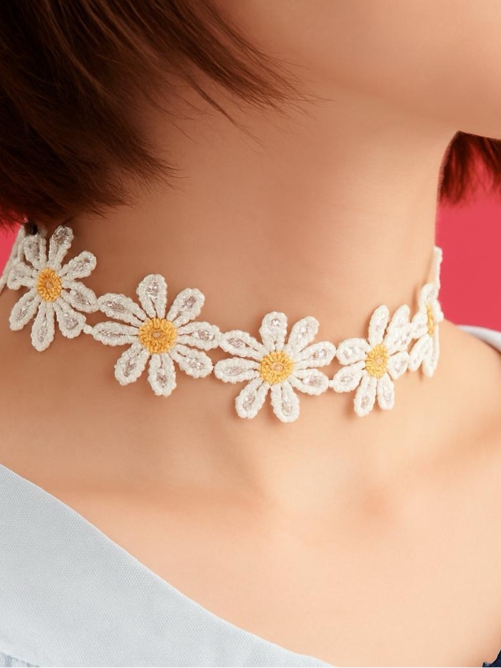 Daisy Fabric Choker Necklace
